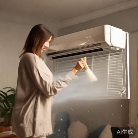 “空调滤网,定期清洗,空气清新