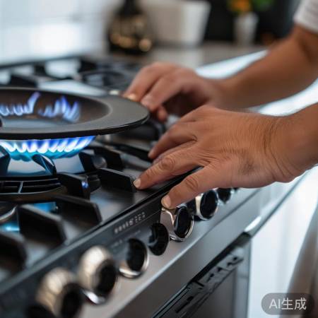 调燃气比例,观火焰颜色。