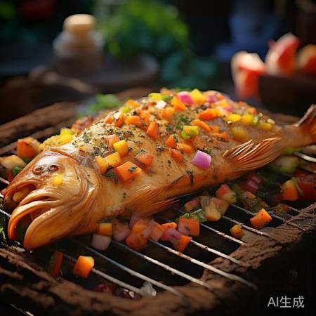 烤鱼配蔬菜，香气四溢