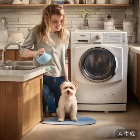 “洗衣时给小狗唱歌”