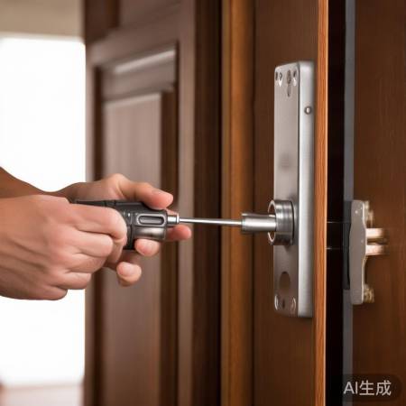 指纹锁安装，需助手拧螺丝