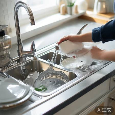 消毒柜辅助清洁餐具